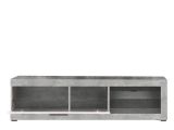 Mobile Porta tv Bianco Grigio Cemento 2 Ripiani Un'anta 162x41.5x43.5h cm, Ripiano in Vetro - Pompu