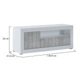 Mobile Porta tv Bianco Grigio Cemento Cassetti Ripiani 137x42x56h cm, 3 Ante - Lucino