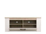 Mobile Porta tv Bianco Larice Marrone Rovere 3 Ripiani 4 Vani 122.5x43.5x49.5h cm, Un'anta - Castalda