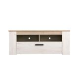 Mobile Porta tv Bianco Larice Marrone Rovere 3 Ripiani 4 Vani 122.5x43.5x49.5h cm, Un'anta - Castalda