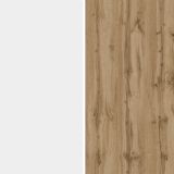 Mobile Porta tv Bianco Lucido Marrone Rovere 3 Ripiani 3 Ante 200x35x30h cm, 4 Vani Made in Italy - Oxanna
