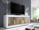 Mobile Porta tv Bianco Lucido un Ripiano 210x43x65h cm, 2 Cassetti - Sinello