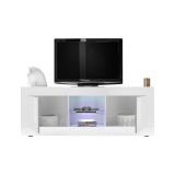 Mobile Porta tv Bianco Lucido un Ripiano Apertura Maniglia 180x43x56h cm, 4 Vani - Massaia