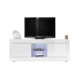 Mobile Porta tv Bianco Lucido un Ripiano Apertura Maniglia 180x43x56h cm, 4 Vani - Massaia