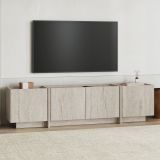 Mobile Porta tv Bianco Marmo Apertura a Ribalta 4 Ante 180x35x46h cm, 4 Vani - Nokadaka