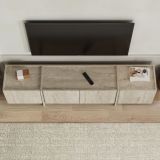 Mobile Porta tv Bianco Marmo Apertura a Ribalta 4 Ante 180x35x46h cm, 4 Vani - Nokadaka