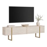 Mobile Porta tv Bianco Marmo oro 2 Ante 2 Vani 180x30x50h cm, Apertura a Ribalta - Abishia