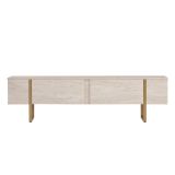 Mobile Porta tv Bianco Marmo oro 2 Ante 2 Vani 180x30x50h cm, Apertura a Ribalta - Abishia