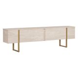 Mobile Porta tv Bianco Marmo oro 2 Ante 2 Vani 180x30x50h cm, Apertura a Ribalta - Abishia