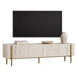 Mobile Porta tv Bianco Marmo oro 2 Ante 4 Vani 180x30x45h cm, Apertura a Ribalta - Noga