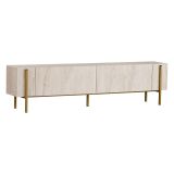 Mobile Porta tv Bianco Marmo oro 2 Ante 4 Vani 180x30x45h cm, Apertura a Ribalta - Noga