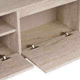 Mobile Porta tv Bianco Marmo un Ripiano 3 Ante 160x30x42h cm, 4 Vani - Morrigan