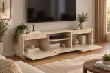 Mobile Porta tv Bianco Marmo un Ripiano 3 Ante 160x30x42h cm, 4 Vani - Morrigan