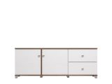 Mobile Porta tv Bianco Marrone Noce 2 Cassetti un Ripiano 162x40x59.5h cm, 2 Ante - Isera