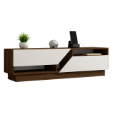 Mobile Porta tv Bianco Marrone Noce 2 Ripiani 5 Vani 160x40x45h cm, 2 Ante - Spilinga