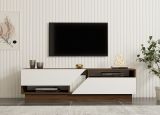 Mobile Porta tv Bianco Marrone Noce 2 Ripiani 5 Vani 160x40x45h cm, 2 Ante - Spilinga