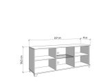 Mobile Porta tv Bianco Marrone Noce 4 Ripiani 2 Ante 157x40x59.5h cm, Ripiano in Vetro - Cedegolo