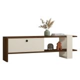 Mobile Porta tv Bianco Marrone Noce Un'anta 2 Vani 120x25x37h cm, Apertura a Ribalta - Taurasi
