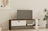 Mobile Porta tv Bianco Marrone Noce Un'anta 2 Vani 120x25x37h cm, Apertura a Ribalta - Taurasi