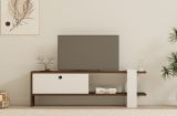 Mobile Porta tv Bianco Marrone Noce Un'anta 2 Vani 120x25x37h cm, Apertura a Ribalta - Taurasi
