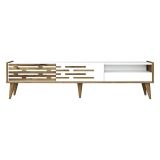 Mobile Porta tv Bianco Marrone Noce un Ripiano 3 Ante 180x45x35h cm, 2 Vani - Upana