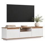 Mobile Porta tv Bianco Marrone Noce un Ripiano 4 Vani 160x30x42h cm, 3 Ante - Morrigan