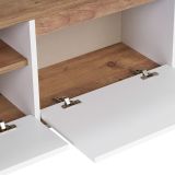 Mobile Porta tv Bianco Marrone Noce un Ripiano 4 Vani 160x30x42h cm, 3 Ante - Morrigan