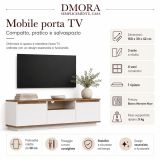 Mobile Porta tv Bianco Marrone Noce un Ripiano 4 Vani 160x30x42h cm, 3 Ante - Morrigan