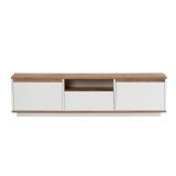Mobile Porta tv Bianco Marrone Noce un Ripiano 4 Vani 160x30x42h cm, 3 Ante - Morrigan