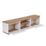 Mobile Porta tv Bianco Marrone Noce un Ripiano 4 Vani 160x30x42h cm, 3 Ante - Morrigan