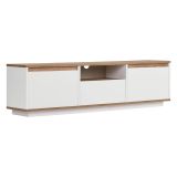Mobile Porta tv Bianco Marrone Noce un Ripiano 4 Vani 160x30x42h cm, 3 Ante - Morrigan