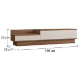 Mobile Porta tv Bianco Marrone Rovere 2 Ante 2 Vani 160x35x35h cm, Apertura a Ribalta - Persico