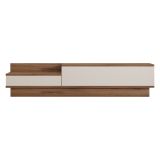 Mobile Porta tv Bianco Marrone Rovere 2 Ante 2 Vani 160x35x35h cm, Apertura a Ribalta - Persico