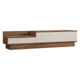 Mobile Porta tv Bianco Marrone Rovere 2 Ante 2 Vani 160x35x35h cm, Apertura a Ribalta - Persico