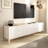 Mobile Porta tv Bianco Marrone Rovere 2 Cassetti un Ripiano 39x129x50h cm, 2 Ante - Waynes