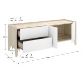 Mobile Porta tv Bianco Marrone Rovere 2 Cassetti un Ripiano 39x129x50h cm, 2 Ante - Waynes