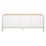 Mobile Porta tv Bianco Marrone Rovere 2 Cassetti un Ripiano 39x129x50h cm, 2 Ante - Waynes