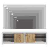 Mobile Porta tv Bianco Marrone Rovere 2 Ripiani 6 Vani 180x35x45h cm, 2 Ante - Vogogna