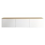 Mobile Porta tv Bianco Marrone Rovere 3 Ante 3 Vani 160x32x35h cm, Apertura a Ribalta - Pianiga