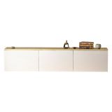 Mobile Porta tv Bianco Marrone Rovere 3 Ante Luci led Incluse 160x32x35h cm, 3 Vani - Marazzi