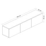 Mobile Porta tv Bianco Marrone Rovere 3 Ante Luci led Incluse 160x32x35h cm, 3 Vani - Marazzi