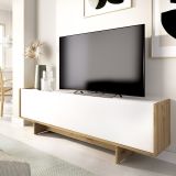 Mobile Porta tv Bianco Marrone Rovere 3 Ripiani Un'anta 30x150x50h cm, con Piedini - Ardmore
