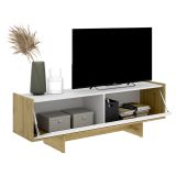 Mobile Porta tv Bianco Marrone Rovere 3 Ripiani Un'anta 30x150x50h cm, con Piedini - Ardmore