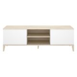 Mobile Porta tv Bianco Marrone Rovere 5 Ripiani 2 Ante 40x150x48h cm, con Piedini - Altus