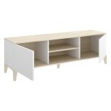 Mobile Porta tv Bianco Marrone Rovere 5 Ripiani 2 Ante 40x150x48h cm, con Piedini - Altus
