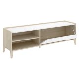 Mobile Porta tv Bianco Marrone Rovere Modulabile 3 Ripiani 43x155x50h cm, Un'anta - Woodland