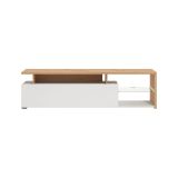 Mobile Porta tv Bianco Marrone Rovere Nodi Cassetti 3 Ripiani 170x41.5x46.5h cm, Un'anta - Induno