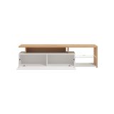 Mobile Porta tv Bianco Marrone Rovere Nodi Cassetti 3 Ripiani 170x41.5x46.5h cm, Un'anta - Induno
