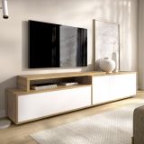 Mobile Porta tv Bianco Marrone Rovere Nodi Modulabile 5 Ripiani 40x185x47h cm, 3 Ante - Benton