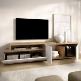 Mobile Porta tv Bianco Marrone Rovere Nodi Modulabile 5 Ripiani 40x185x47h cm, 3 Ante - Benton